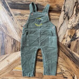 Disney Baby 24M Lion King Simba Green Corduroy Overalls "The King Has Arrived"